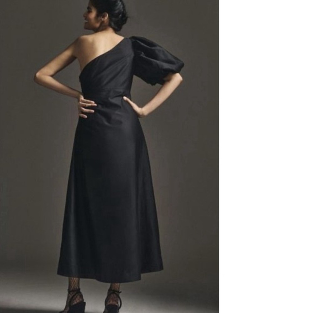 Anthropologie Aureta Studio One-Shoulder Puff-Sleeve Dress Size XS  MRSP $248.00